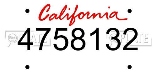 4758132 California License Plate