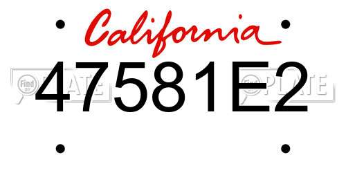 47581E2 California License Plate