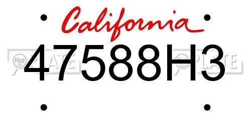 47588H3 California License Plate