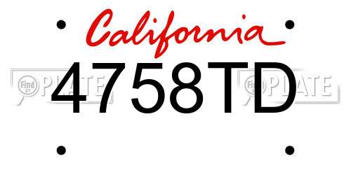 4758TD California License Plate