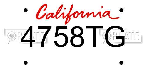 4758TG California License Plate