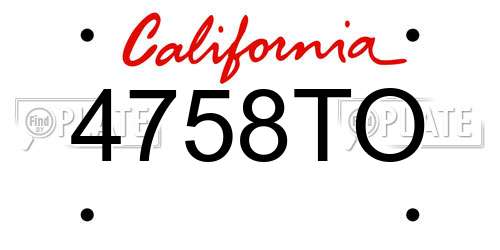 4758TO California License Plate