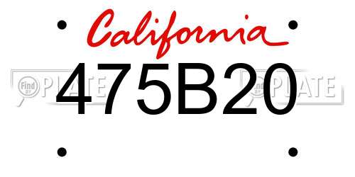475B20 California License Plate