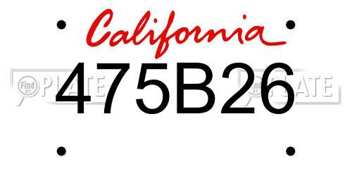 475B26 California License Plate