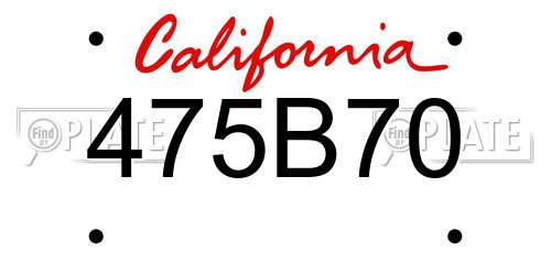 475B70 California License Plate