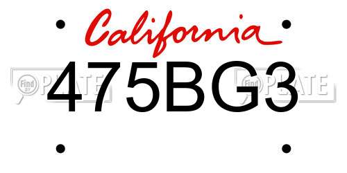 475BG3 California License Plate