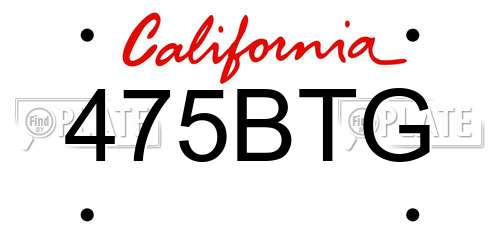 475BTG California License Plate