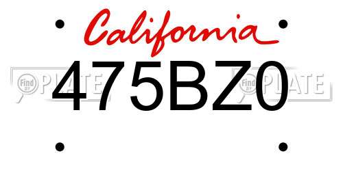 475BZ0 California License Plate