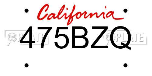 475BZQ California License Plate