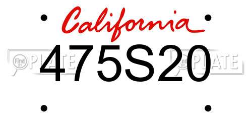 475S20 California License Plate
