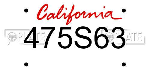 475S63 California License Plate