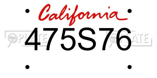 475S76 California License Plate