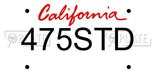 475STD California License Plate