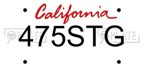 475STG California License Plate