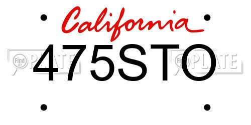 475STO California License Plate