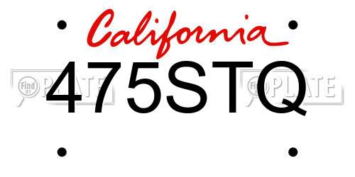 475STQ California License Plate