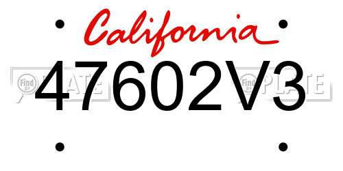 47602V3 California License Plate