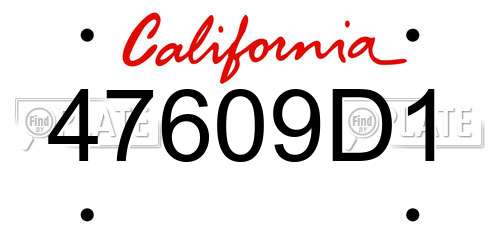 47609D1 California License Plate