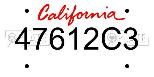 47612C3 California License Plate