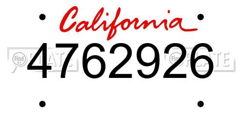 4762926 California License Plate