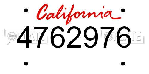 4762976 California License Plate