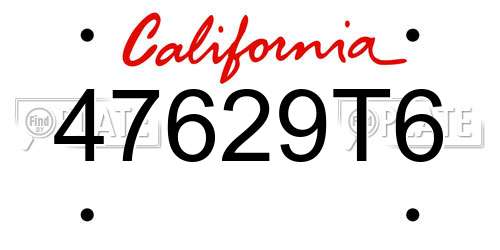 47629T6 California License Plate