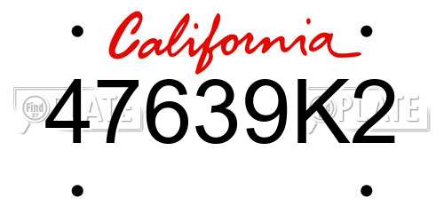 47639K2 California License Plate