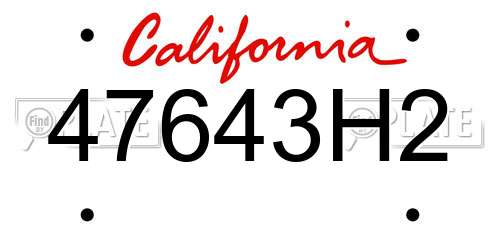 47643H2 California License Plate