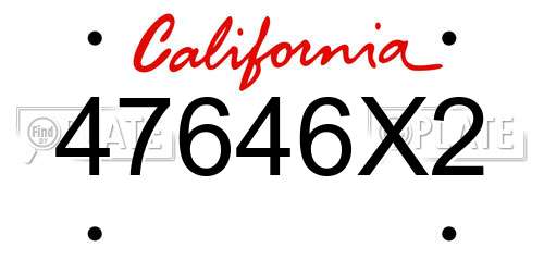 47646X2 California License Plate