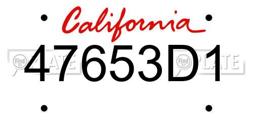 47653D1 California License Plate