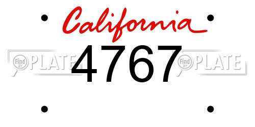 4767 California License Plate