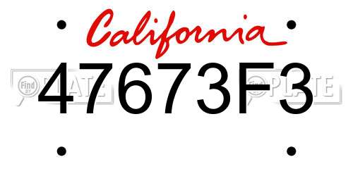47673F3 California License Plate