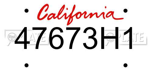 47673H1 California License Plate