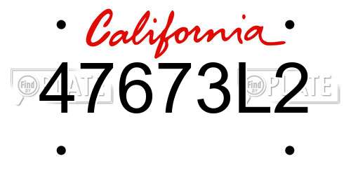 47673L2 California License Plate