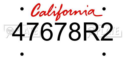47678R2 California License Plate