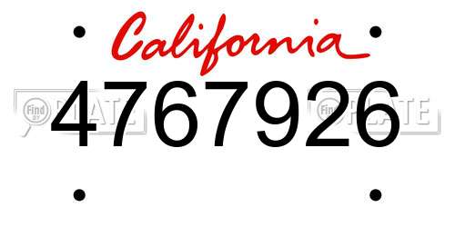 4767926 California License Plate