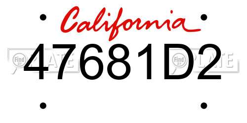47681D2 California License Plate