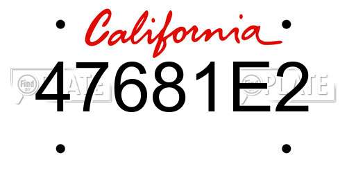 47681E2 California License Plate