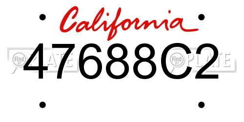 47688C2 California License Plate