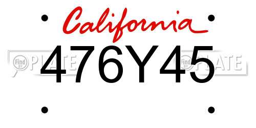 476Y45 California License Plate
