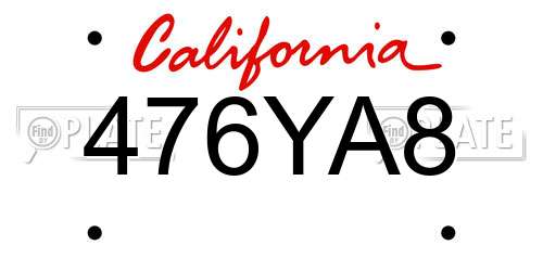 476YA8 California License Plate