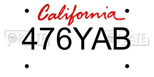 476YAB California License Plate