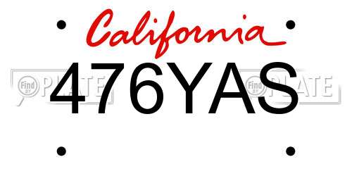 476YAS California License Plate