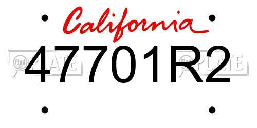 47701R2 California License Plate