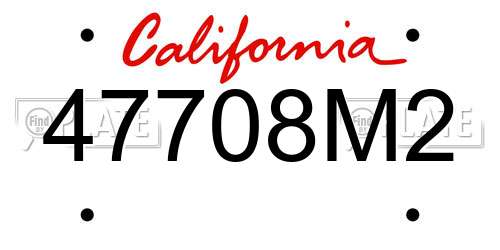 47708M2 California License Plate
