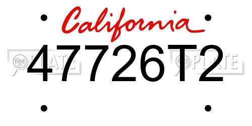 47726T2 California License Plate