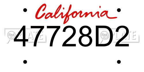 47728D2 California License Plate