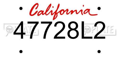 47728L2 California License Plate
