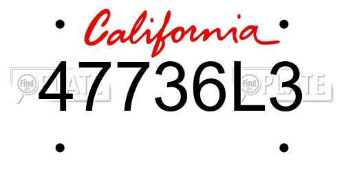 47736L3 California License Plate