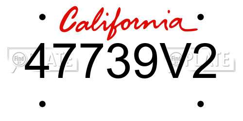 47739V2 California License Plate